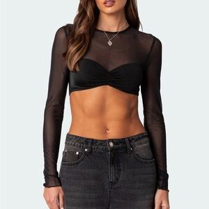 Edikted Black Long Sleeve Bustier Bodysuit